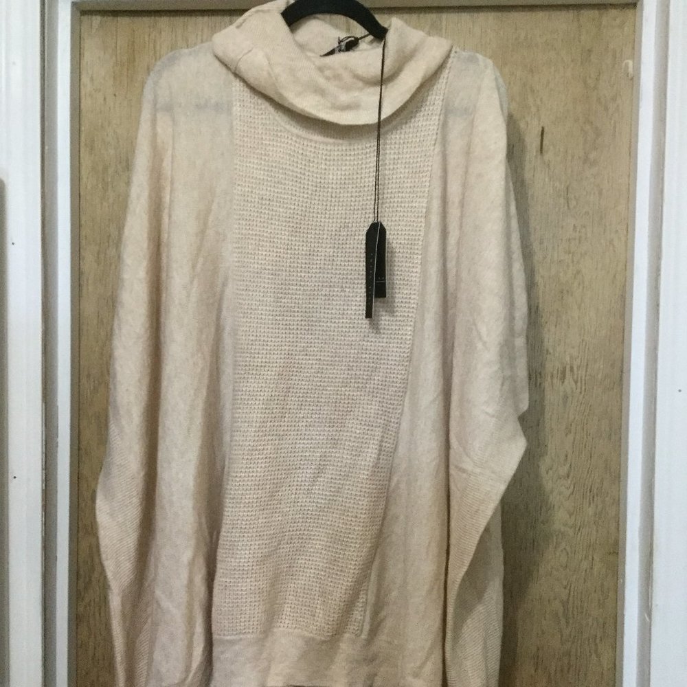 Amera Reya poncho style cowlneck pullover has armholes one size
